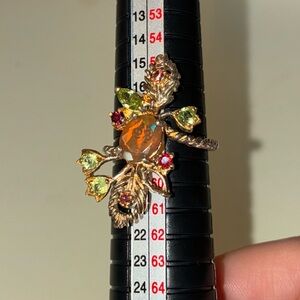 Mexican Fire Jelly Opal artisan ring size 8.5
